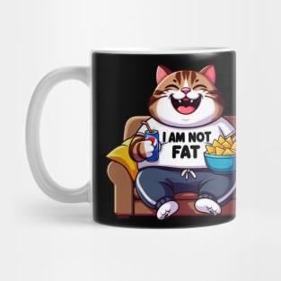 I Am Not Fat meme Tabby Cat Couch Potato Nachos Soft Drink Mug